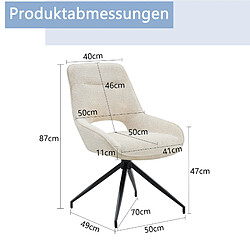 Acheter STILVORA 2 chaises de salle à manger 50/87 cm beige/noir en tissu et métal pivotantes 360°