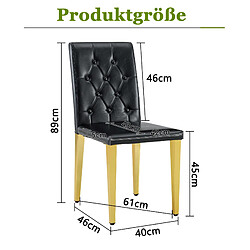STILVORA Lot de 4 chaises de salle a manger 42/43/89 cm noir et or en PU et metal pas cher