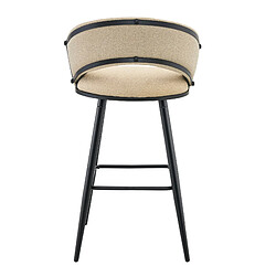 STILVORA Tabouret de bar beige et noir en velours avec structure en métal et dossier tressé pas cher