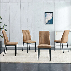 Avis STILVORA Lot de 4 chaises de salle à manger marron et noir en tissu avec dossier ergonomique
