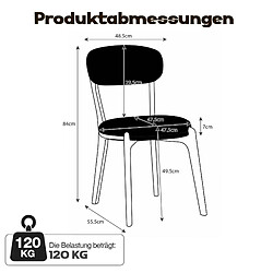 Acheter STILVORA Lot de 2 chaises de salle à manger 48,5/55,5/84 cm noir en lin confortables