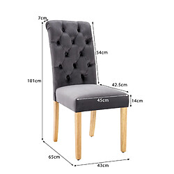 Acheter STILVORA Chaise de salle à manger lot de 2 grise en velours avec pieds en chêne