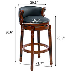 Acheter STILVORA Tabouret de bar 74,9 cm bleu en cuir véritable et bois pivotant avec dossier