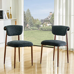 Avis STILVORA Lot de 2 chaises de salle à manger 48/58,5/83 cm noires en lin dossier incurvé
