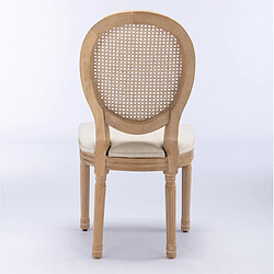 STILVORA Chaise de salle à manger beige en rotin et tissu style français lot de 2 pas cher