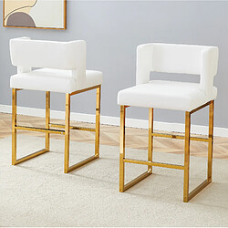 Avis STILVORA Lot de 2 tabourets de bar 91,4 cm blanc et or en métal et PU rembourrés