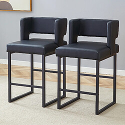 Avis STILVORA Lot de 2 tabourets de bar 91,4 cm noirs en métal et PU avec assise carrée