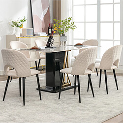 Avis STILVORA Lot de 6 chaises de salle à manger 47/44/84 cm beige en velours pieds réglables