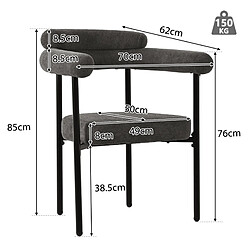Acheter STILVORA Lot de 2 chaises 70/62/84 cm gris foncé en fer avec assise ergonomique