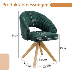 Acheter STILVORA Lot de 2 chaises pivotantes 49/84 cm vert foncé en velours avec pieds en bois