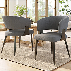 Avis STILVORA Chaise 59/46,5/81,5 cm grise en flanelle et métal avec dossier incurvé