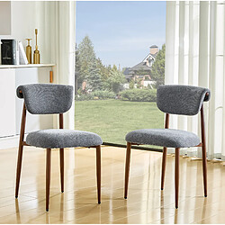 Avis STILVORA Lot de 2 chaises de salle à manger 48/58,5/83 cm gris en lin dossier courbe