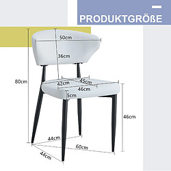 Acheter STILVORA Chaise de salle a manger blanche et noire en metal et PU lot de 2 ergonomique
