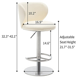 Acheter STILVORA Tabouret de bar 57,9/83,1 cm blanc en acier inoxydable réglable et pivotant