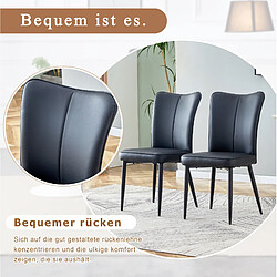 STILVORA Chaise de salle à manger noire en PU avec pieds en métal style minimaliste pas cher