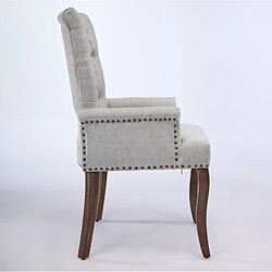 STILVORA Chaise de salle à manger beige en chenille avec accoudoirs et capitonnage pas cher