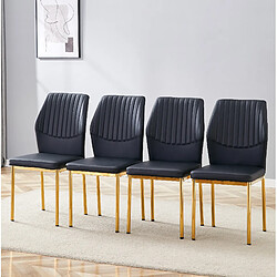 Avis STILVORA Lot de 4 chaises de salle à manger 35,5/42,6/93 cm noir et or en métal et PU