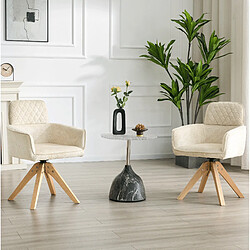 Avis STILVORA 2 chaises de salle à manger 46,5/44/85 cm blanc crème en tissu et bois pivotantes