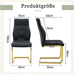 Acheter STILVORA Chaise de salle a manger 100 cm noir et or en metal et simili cuir lot de 2