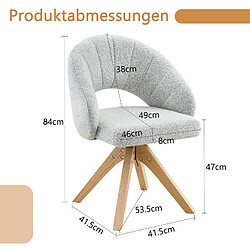 Acheter STILVORA Lot de 2 chaises pivotantes 49/84 cm gris clair en tissu et bois massif rétro