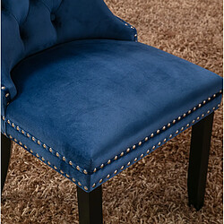 STILVORA Chaise de salle à manger bleue en velours avec dossier haut et pieds réglables pas cher
