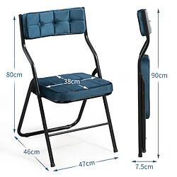 Acheter STILVORA Chaise pliante lot de 2 bleue en acier avec assise rembourrée
