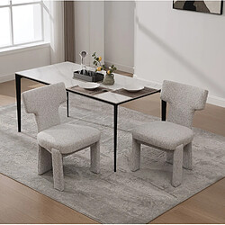 Avis STILVORA Fauteuil de salle à manger beige en chenille avec dossier courbé lot de 2