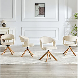 Acheter STILVORA Lot de 2 chaises pivotantes 47,5/46/81,5 cm blanc crème en tissu et bois massif 360°