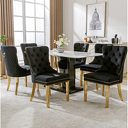 Avis STILVORA Chaise de salle à manger 50,5/45/95 cm noir en velours avec pieds dorés