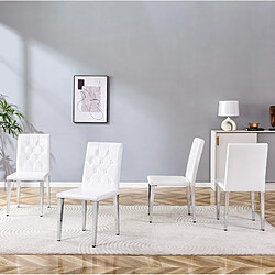 Avis STILVORA Lot de 4 chaises de salle à manger 42/43/89 cm blanc argent en PU et métal