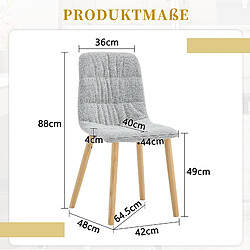 STILVORA Chaise de salle à manger 44/40/88 cm gris clair en tissu et bois massif lot de 2 pas cher