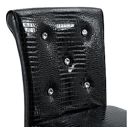 STILVORA Lot de 4 chaises de bar noires en PVC avec détails cristal et style vintage pas cher