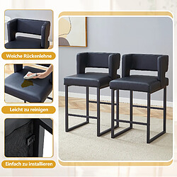 STILVORA Lot de 2 tabourets de bar 91,4 cm noirs en métal et PU avec assise carrée pas cher