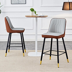 Avis STILVORA Lot de 2 tabourets de bar 100 cm marron/noir et gris clair en PU avec repose-pieds