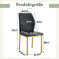 Acheter STILVORA Lot de 4 chaises de salle à manger 35,5/42,6/93 cm noir et or en métal et PU