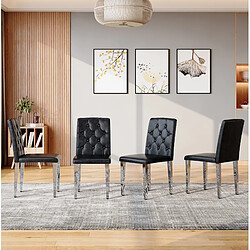 Avis STILVORA Lot de 4 chaises de salle à manger 42/43/89 cm noir et argent en PU matelassé