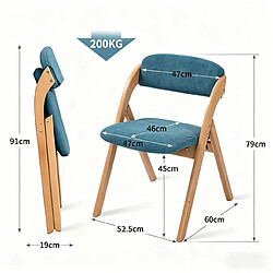 STILVORA Chaises pliantes 47/46/45 cm bleues en bois massif avec assise rembourrée pas cher