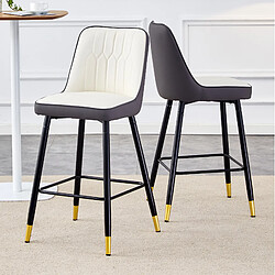 Avis STILVORA Lot de 2 tabourets de bar 100 cm blanc et gris foncé en PU et métal avec repose-pieds