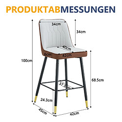 Acheter STILVORA Lot de 2 tabourets de bar 100 cm marron/noir et gris clair en PU avec repose-pieds