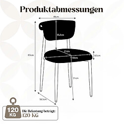 Acheter STILVORA Lot de 2 chaises de salle à manger 48/58,5/83 cm noires en lin dossier incurvé