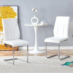 Avis STILVORA Chaise de salle a manger blanche et argentee en metal et PU lot de 2