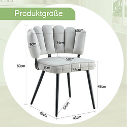 Acheter STILVORA Chaise de salle à manger lot de 2 48/50/80 cm gris clair en velours avec dossier fleur