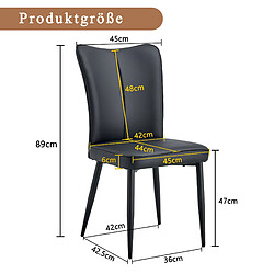 Acheter STILVORA Chaise de salle à manger noire en PU avec pieds en métal style minimaliste
