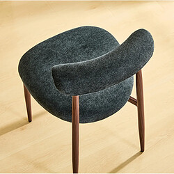 STILVORA Lot de 2 chaises de salle à manger 48/58,5/83 cm noires en lin dossier incurvé pas cher