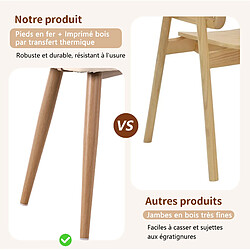 STILVORA Chaise de salle à manger 47/51/79 cm beige et brun en fer avec dossier en rotin pas cher