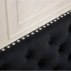 STILVORA Banquette de salle à manger 2 places noire en velours avec capitonnage artisanal pas cher