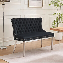 Avis STILVORA Banquette de salle à manger 2 places noire en velours avec capitonnage artisanal