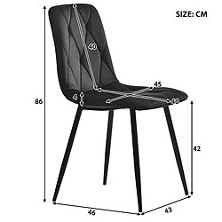 STILVORA Chaise de salle à manger noire en velours avec dossier et pieds en métal lot de 4 pas cher