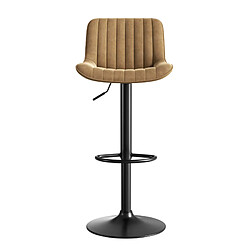 STILVORA Tabourets de bar 87/109 cm marron en velours avec réglage en hauteur lot de 2 pas cher