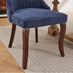 STILVORA Chaise de salle à manger bleue en chenille avec dossier haut lot de 2 pas cher